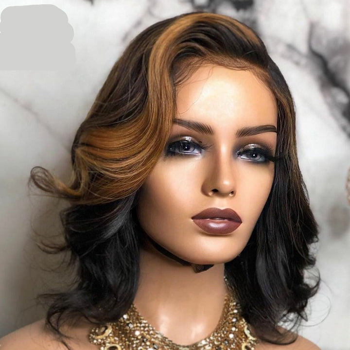 Curly Lace Wig Black & Brown soft curls with natural shine