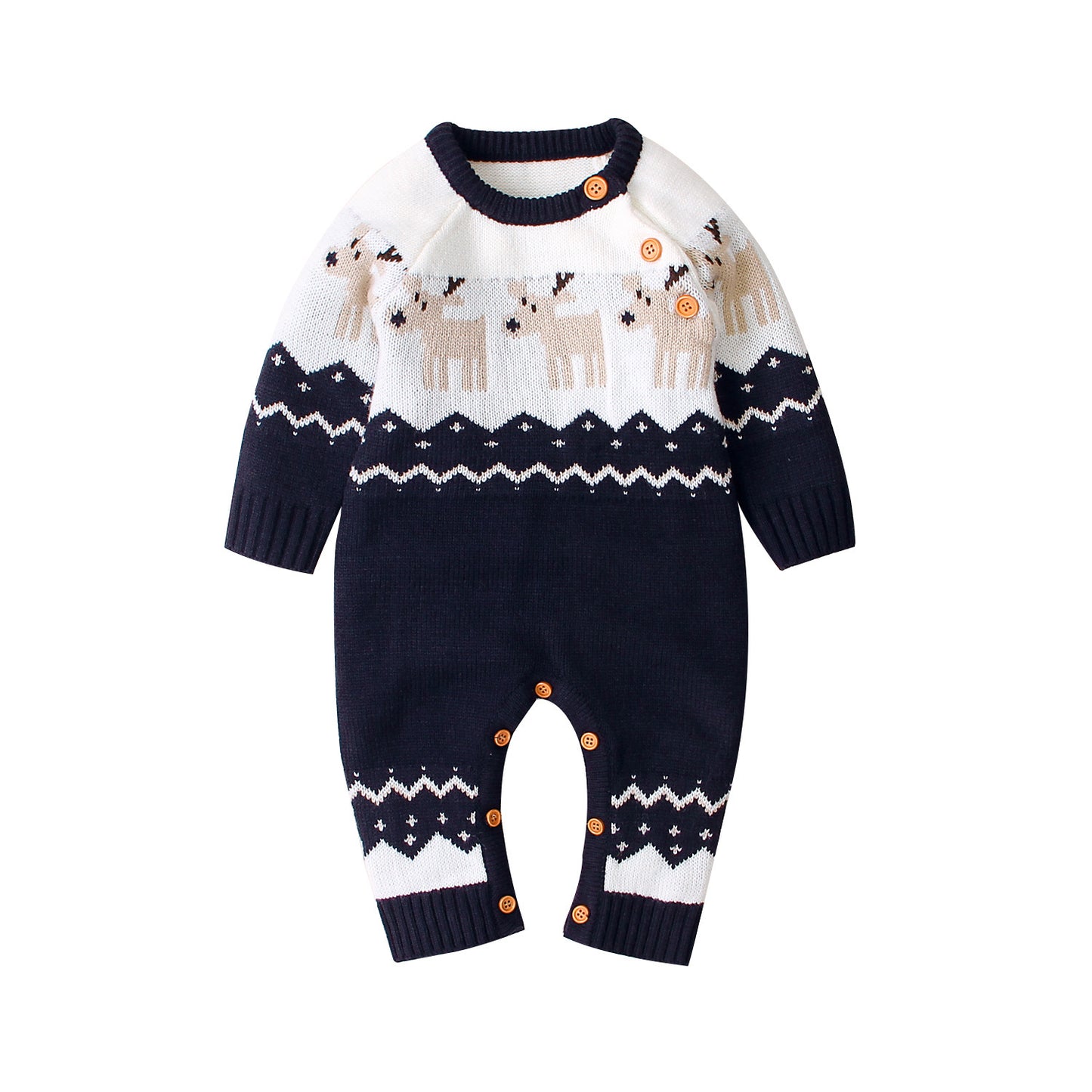 Autumn and winter boys and girls cartoon Christmas elk baby romper