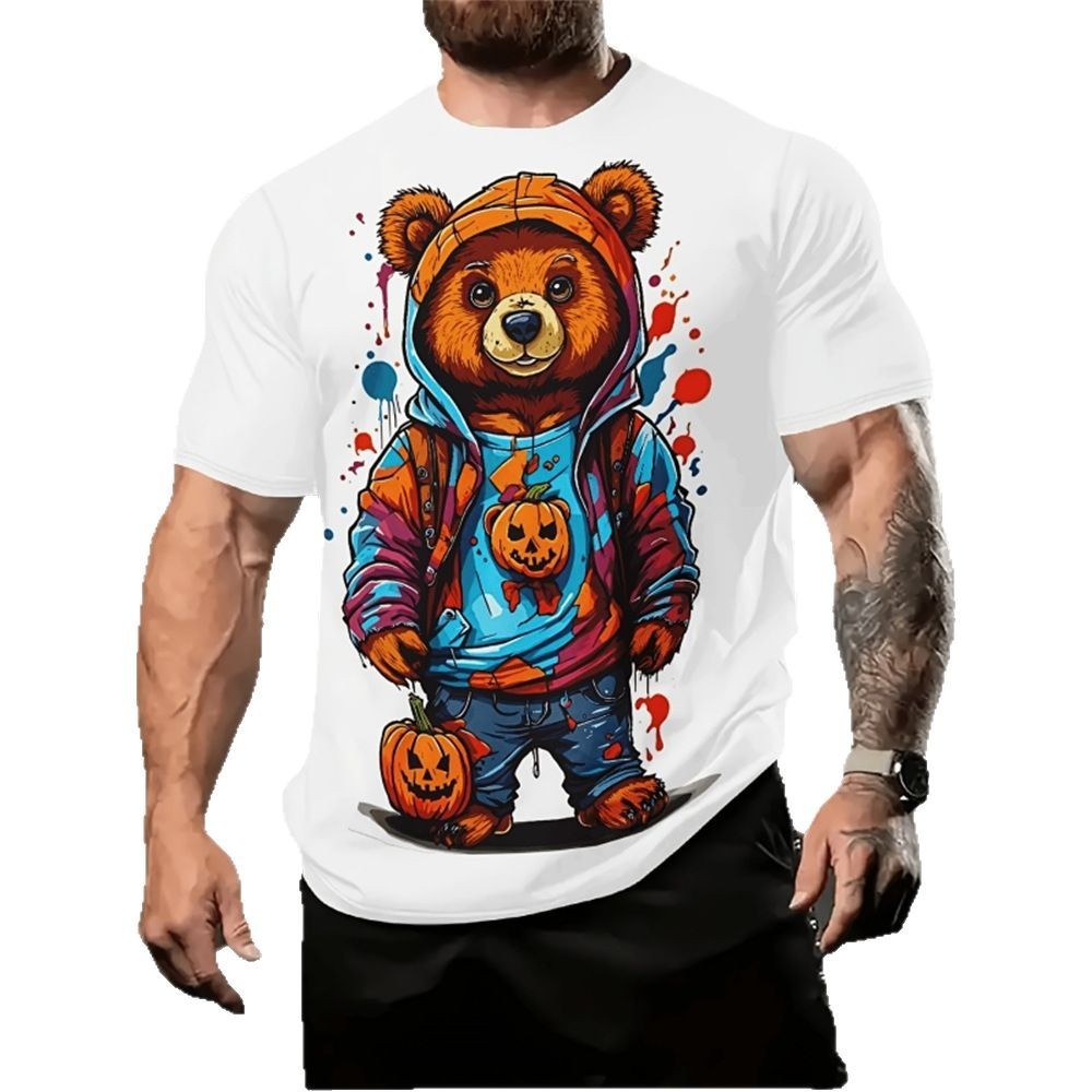 Men's Casual Loose Cartoon 3d Printed Short Sleeve