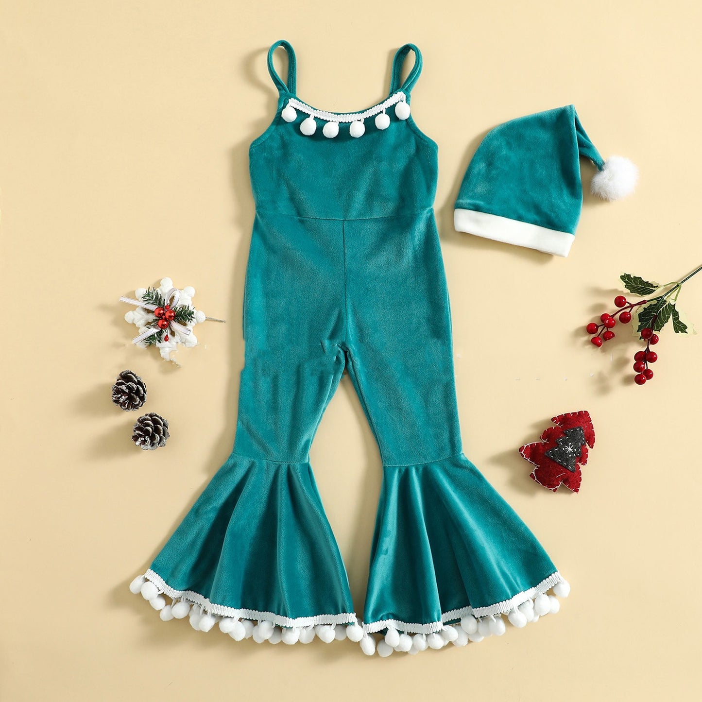 Christmas Children's Clothing Baby Girls' One-pieces Ball Cute Jumpsuit Outer Wear Two-piece Set