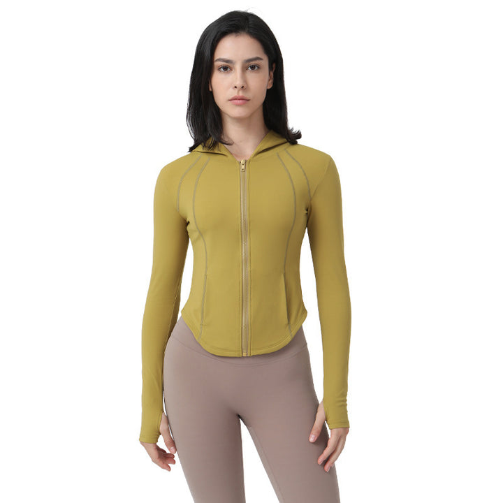 Fleece-lined Yoga Clothes Coat Women side view for yoga and workouts