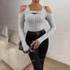 Ribbed Cut Out Long Sleeve Top