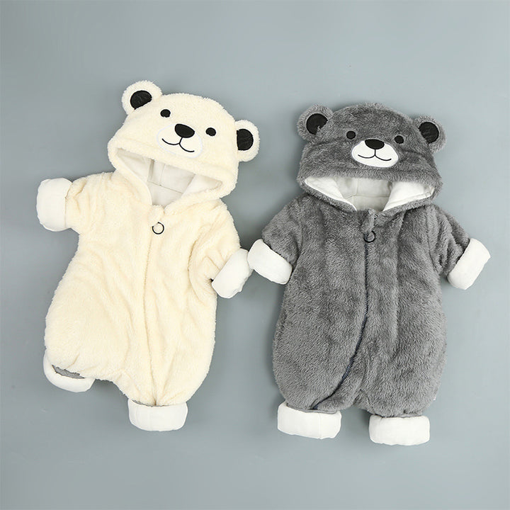 Clothes Plus Cotton Onesies – warm hooded jumpsuit for baby boys and girls