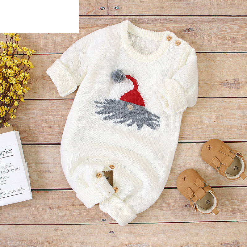 Autumn and winter boys and girls cartoon Christmas elk baby romper
