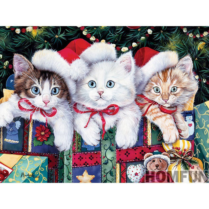 Main product image 5D Diamond Painting Xmas Pets front view full square and round drills
