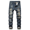 Ripped Straight Slim Fit Non-stretch Jeans
