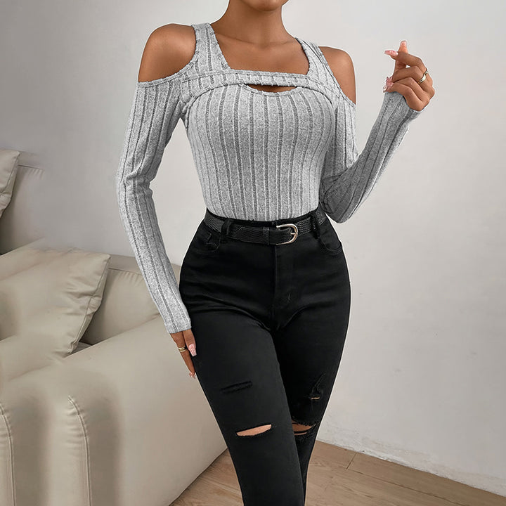 Ribbed Cut Out Long Sleeve Top
