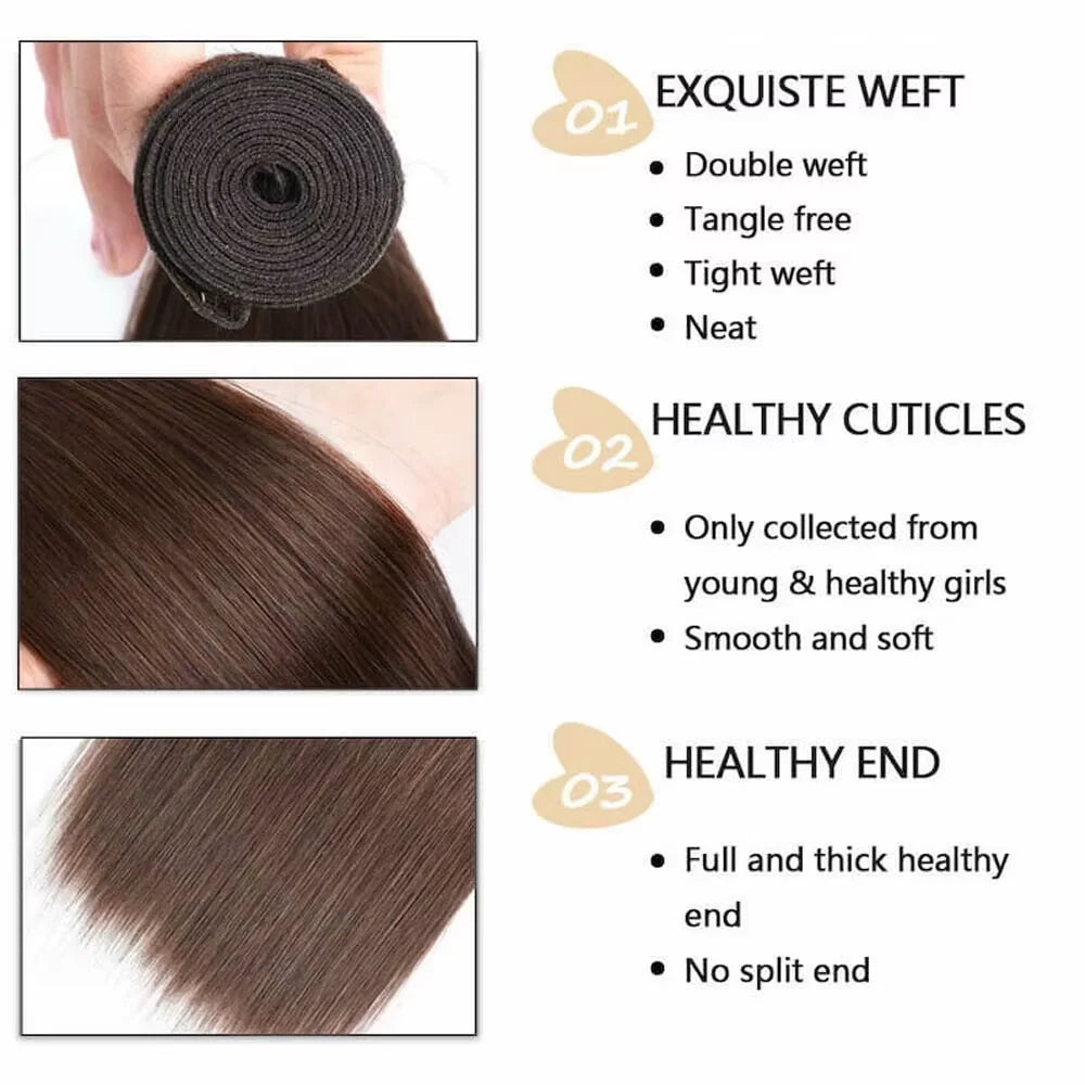 Chocolate Brown Brazilian Straight Hair Bundles