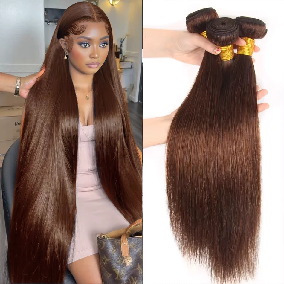 Chocolate Brown Brazilian Straight Hair Bundles