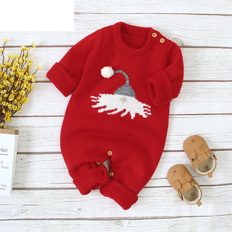 Autumn and winter boys and girls cartoon Christmas elk baby romper