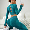 Fashion Exercise Clothes Yoga Suit Women model wearing blue set