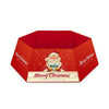 Christmas tree skirt featuring Santa Claus design with 'Merry Christmas & Happy New Year' text on a festive red background.