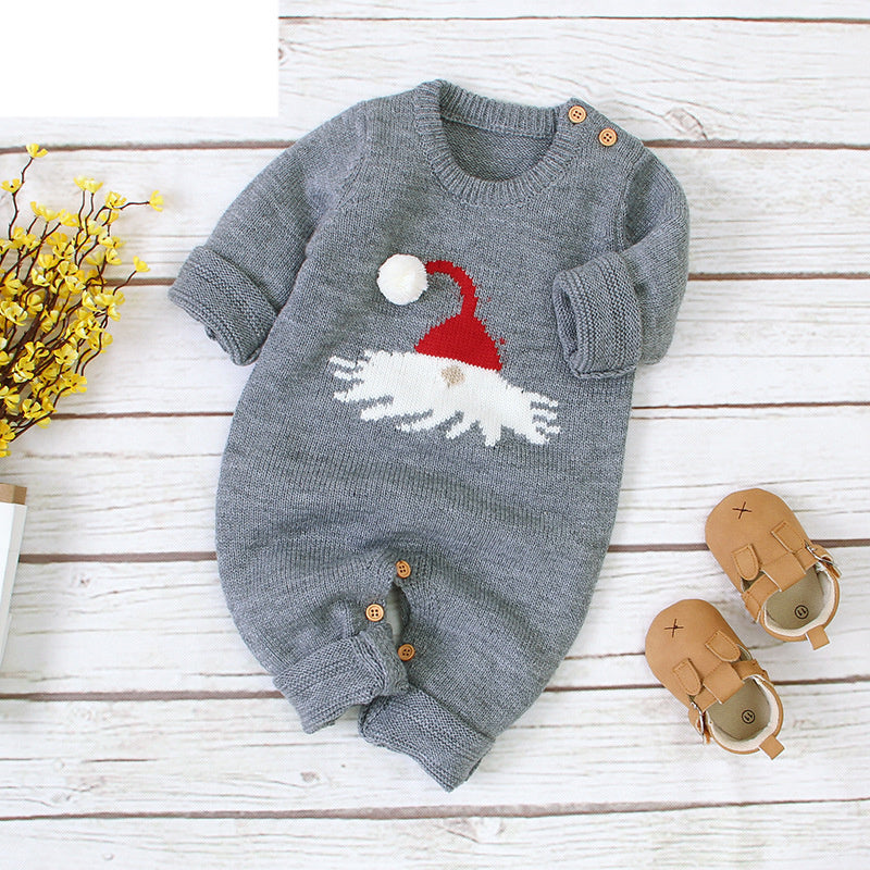 Autumn and winter boys and girls cartoon Christmas elk baby romper
