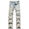Blue Embroidered Flared Jeans