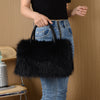 High-end Hand-carrying Square Plush Bag Fur Raccoon Fur Handbag Large Capacity