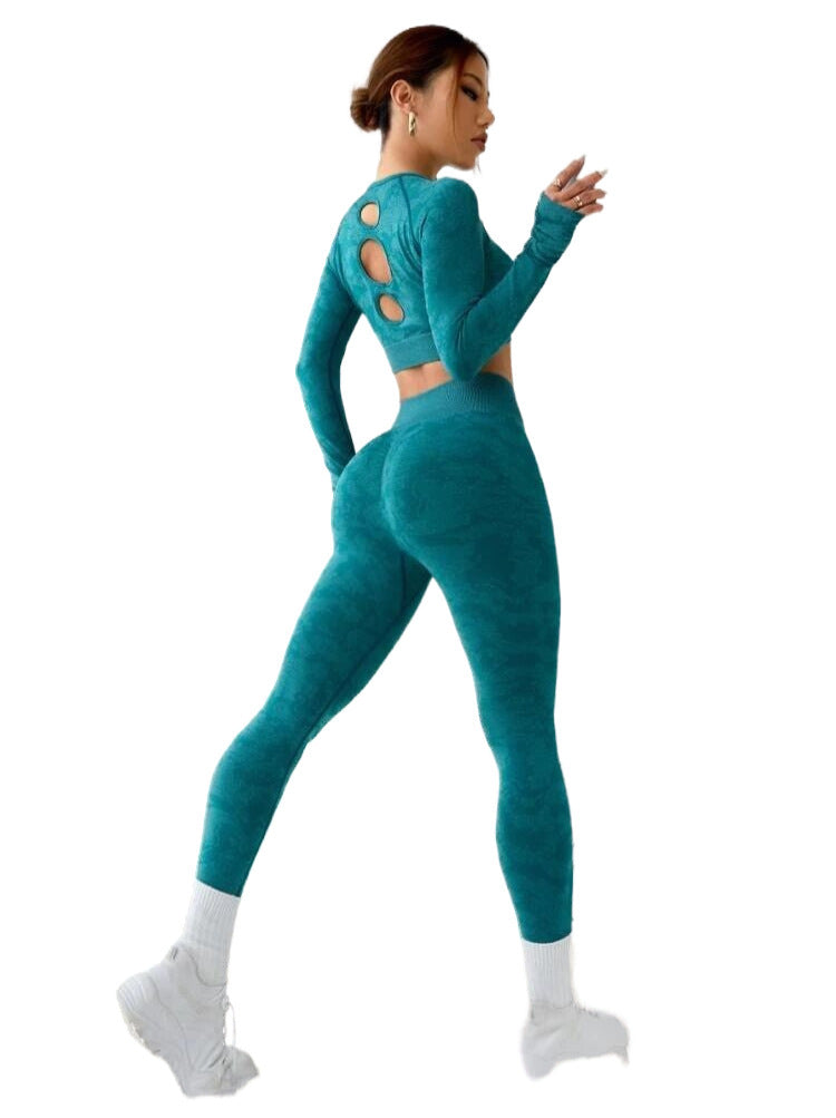 Fashion Exercise Clothes Yoga Suit Women model wearing red set