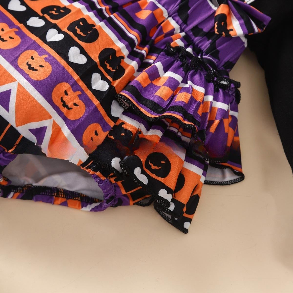 Halloween Flounced Sleeve Two-piece Round Neck Long-sleeved Triangle Romper