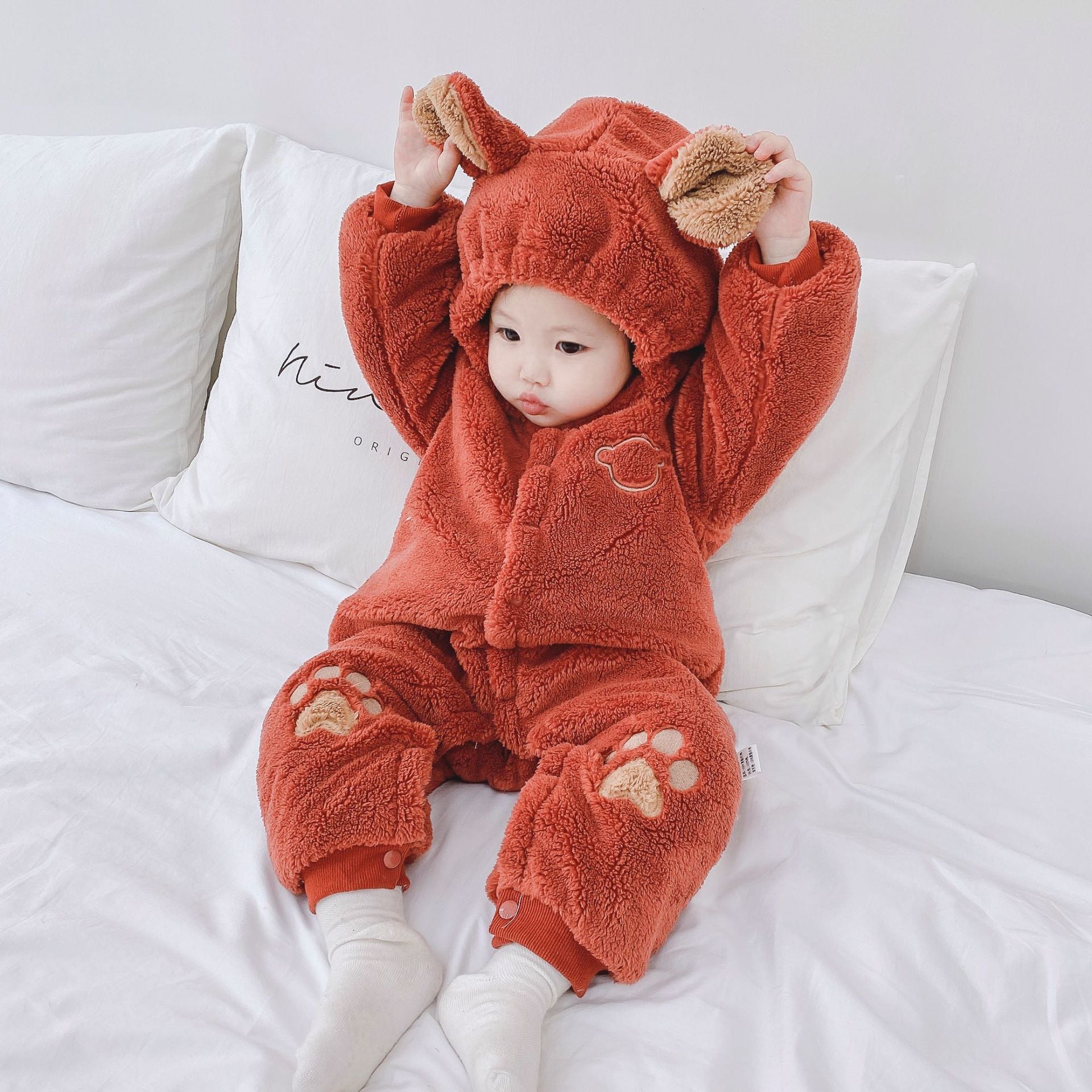 Newborn Baby Onesies Romper Quilted – warm rice velvet jumpsuit for infants