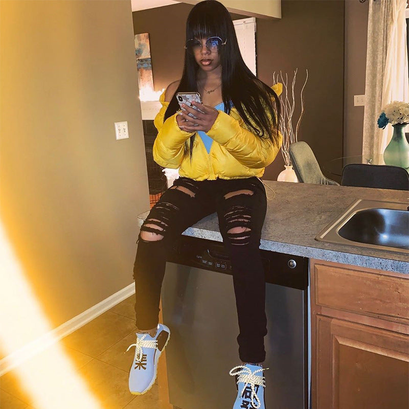 Fashion Zipper Puffer Coat