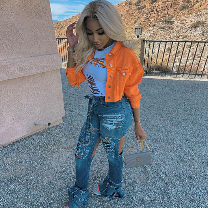 Trendy Bodycon Denim Jacket