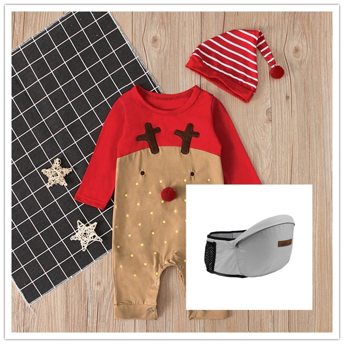 Christmas Deer Romper folded with matching accessories