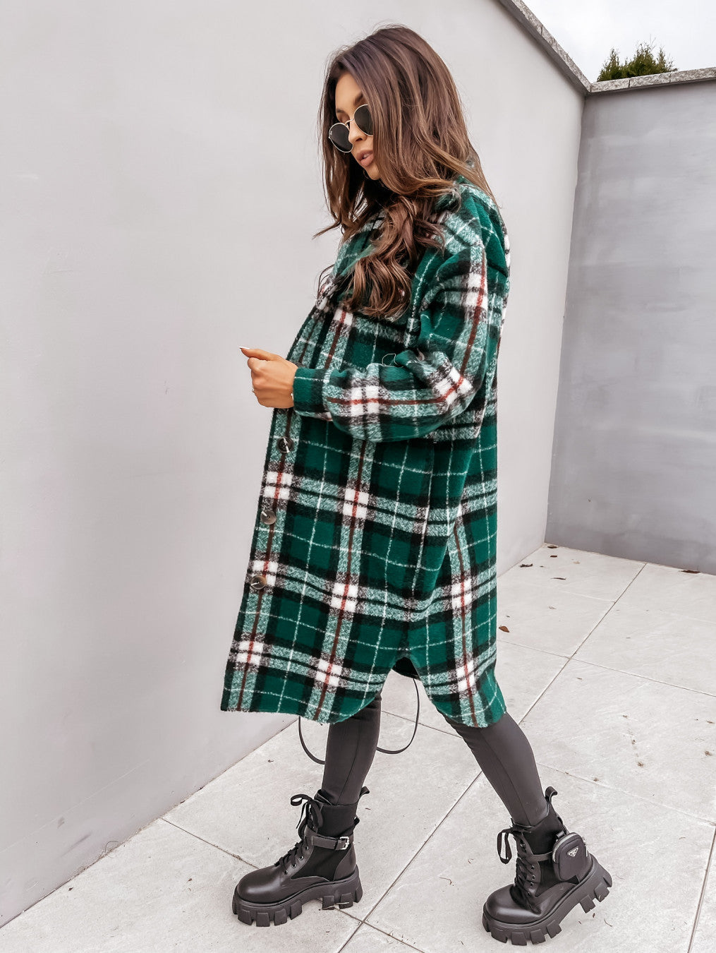 Warm Long Plaid Overcoat