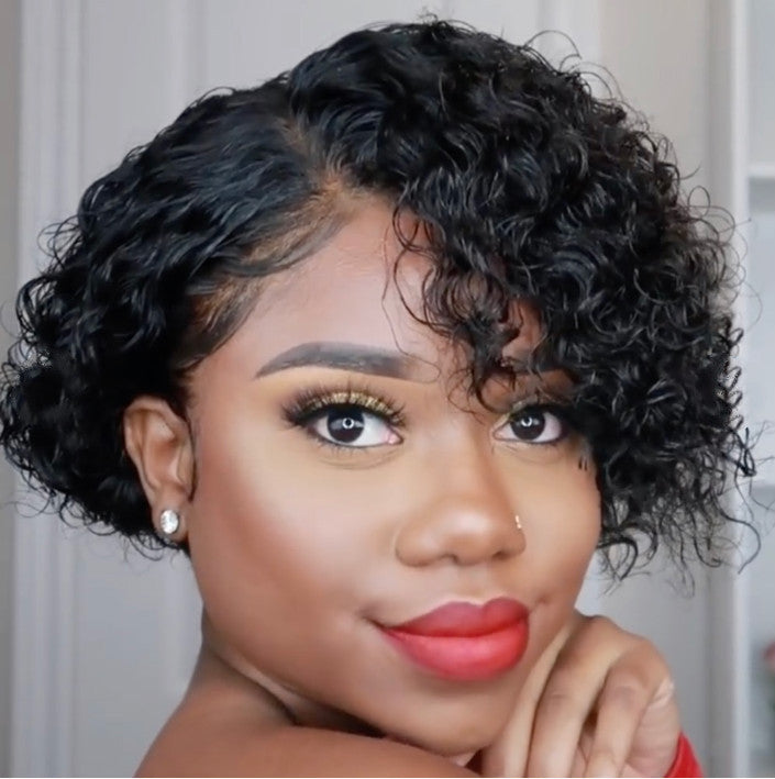 Short Curly Hair Wig showing natural curls and texture