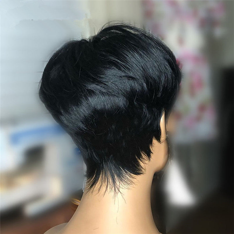 Human Hair Style Black Wig
