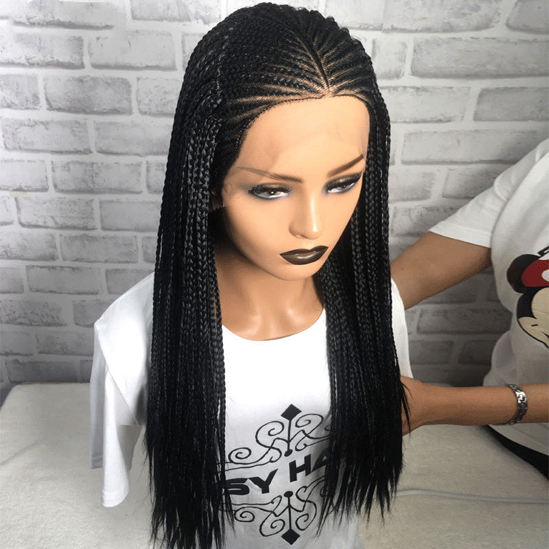 13x6 Braided Lace Front Wig close-up of braid texture and shine