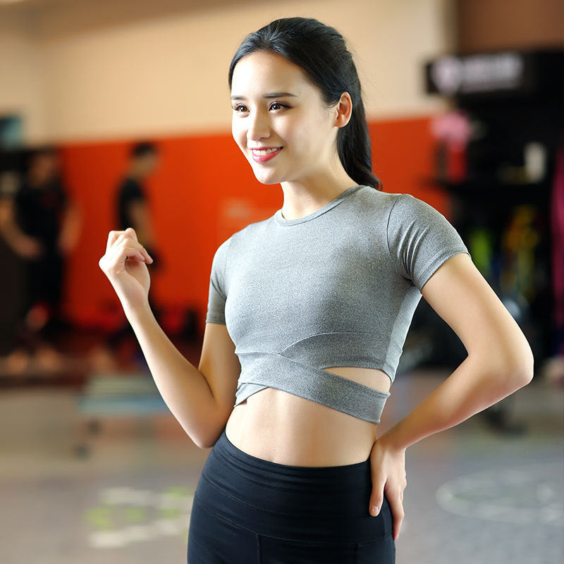 Yoga Clothes T-shirt Women close-up of fabric texture