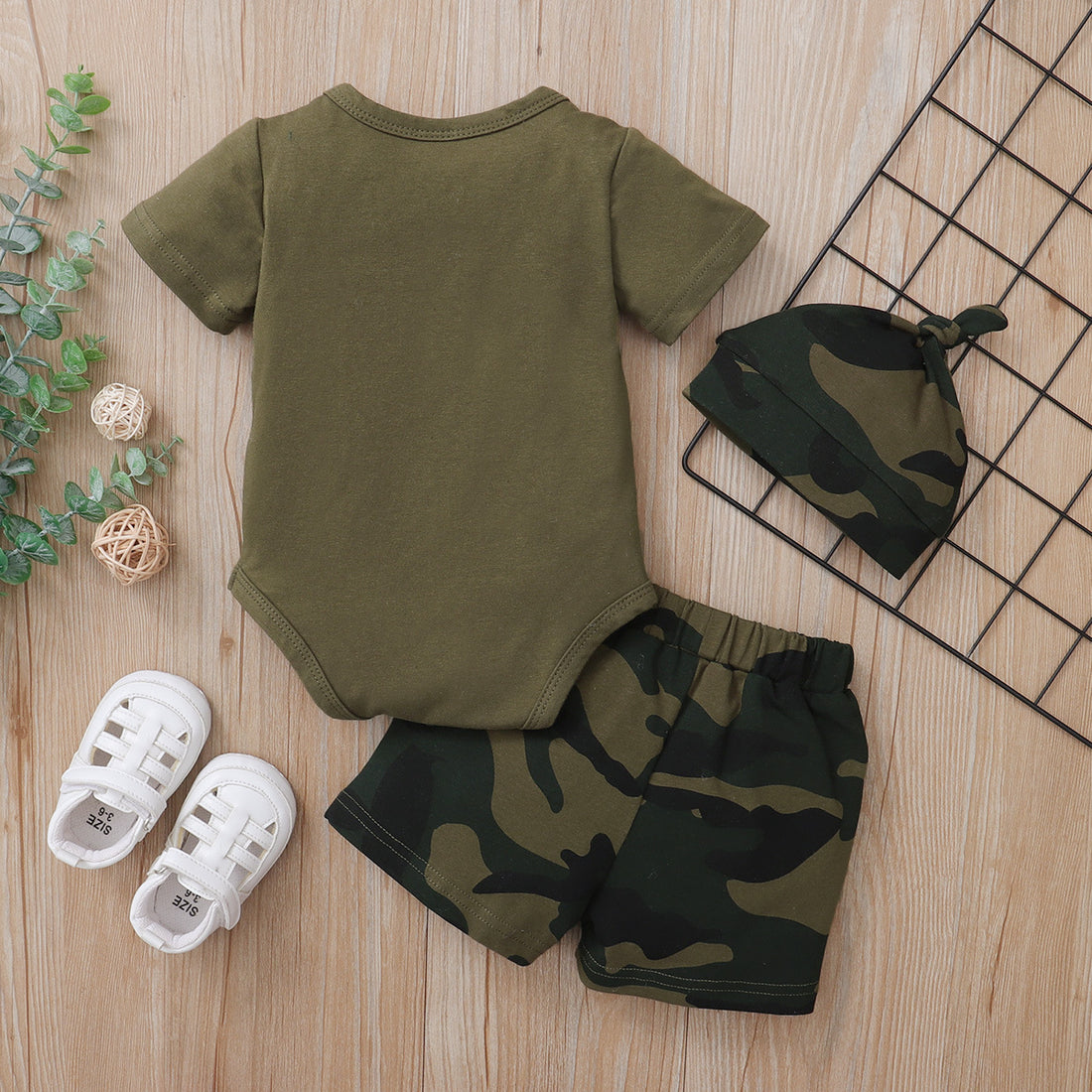 Camouflage Shirt Shorts & Hat