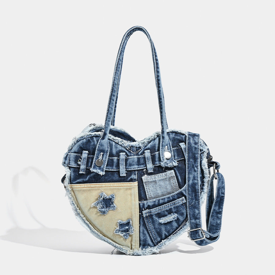 Denim Bag High-grade Large Capacity Underarm Bag Special-interest Design