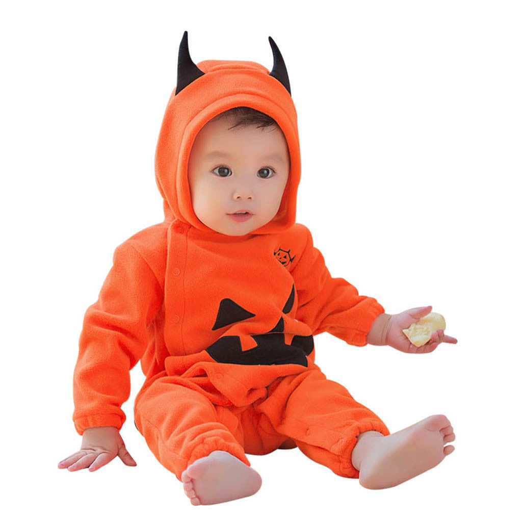 Halloween Pumpkin Hooded Jumpsuit