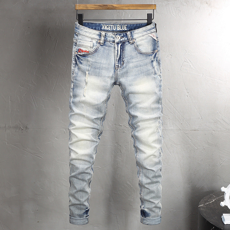 Distressed Embroidered Jeans