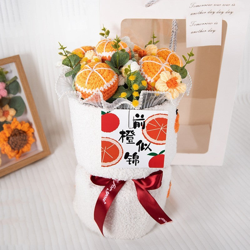 Knitted Christmas Fruit Decore Close-up of Handmade Details