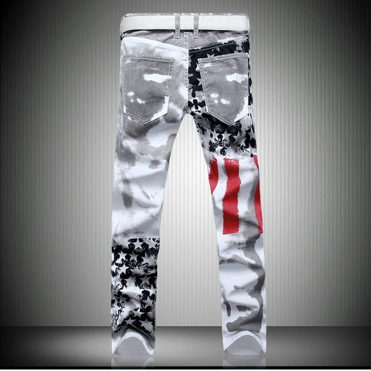 Printed Jeans Elastic Slim Fit