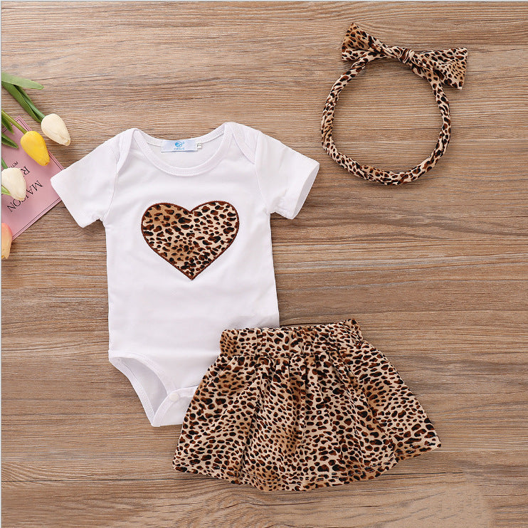 Printed Love Romper Children's Set