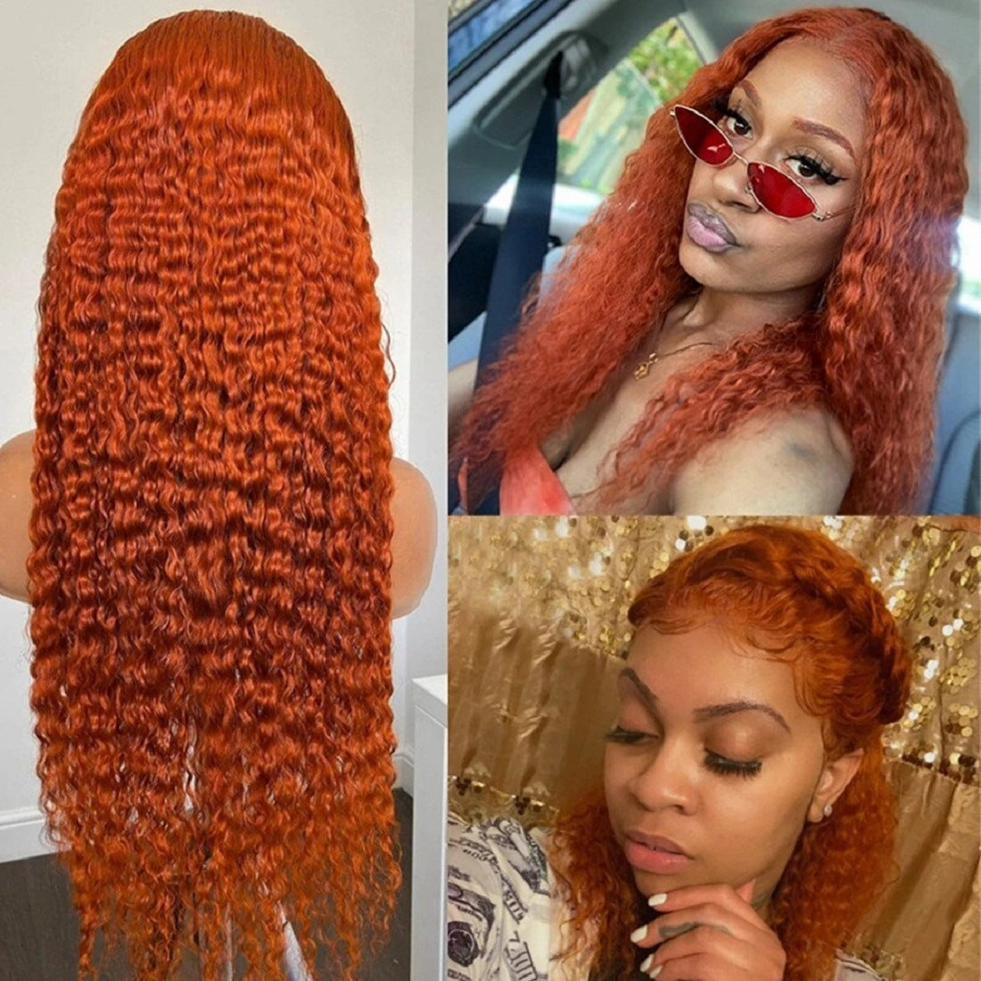 Human Hair Orange Lace Wig