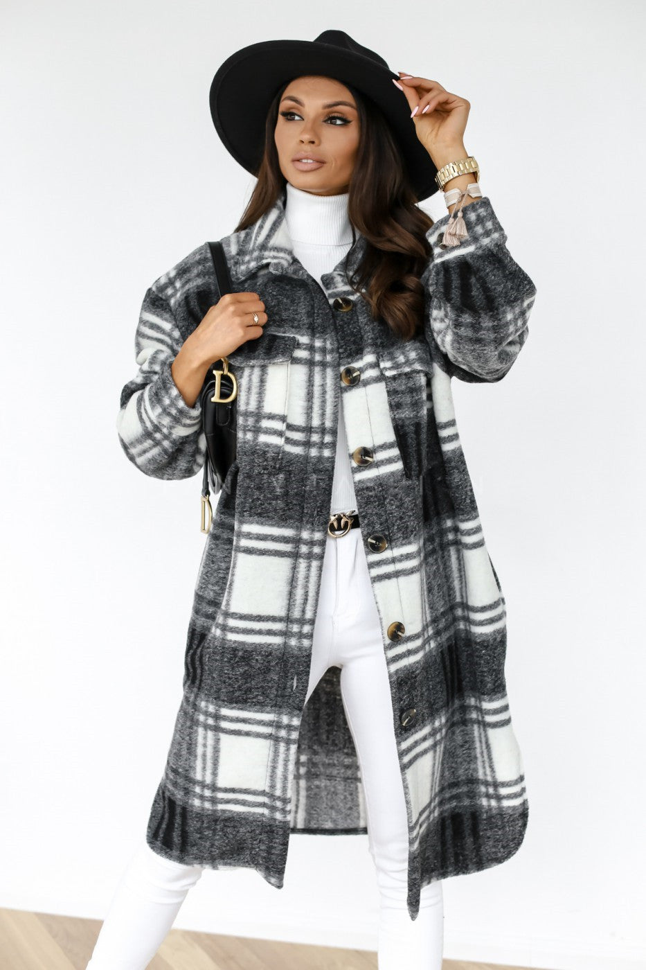 Warm Long Plaid Overcoat