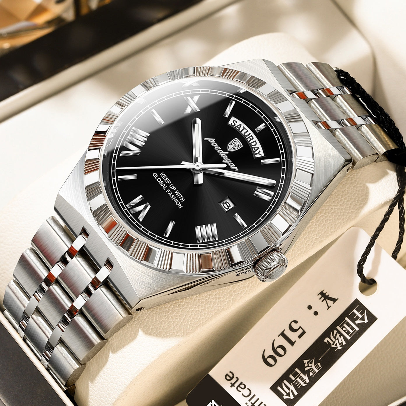 Trendy Men's Night Light Waterproof Watch