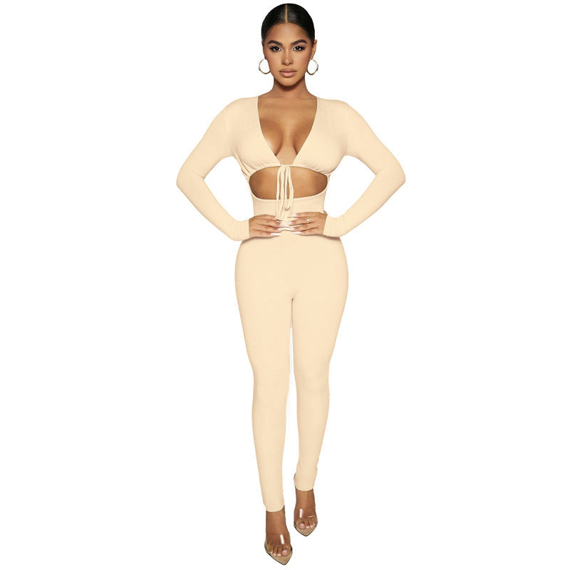 Solid Color Bodycon Jumpsuit
