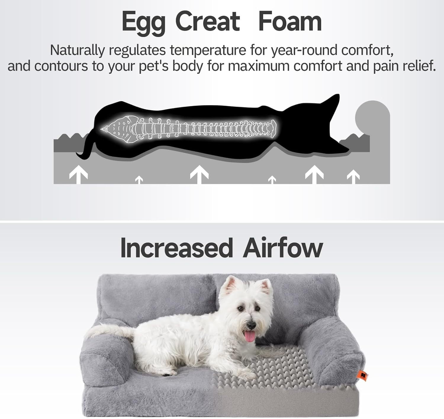 Orthopedic Dog Bed – Grey Sofa 🐾
