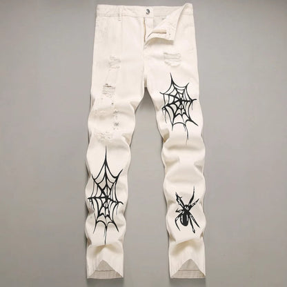 High Street Vibe Style Loose Straight Wide Leg Pants American Spider