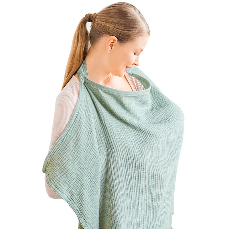 Muslin Nursing Cover For Baby Breastfeeding, Breathable Cotton Breastfeeding Cover With Rigid Hoop For Mother Nursing Apron, Multi-use Carseat Canopy