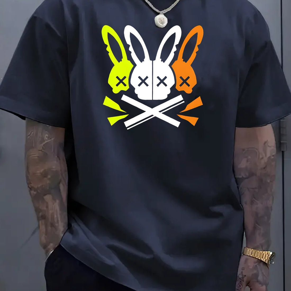 Unique Rabbit Skull Printed T-shirt