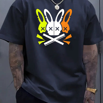Fashion Unique Rabbit Skull Printed Men's T-shirt