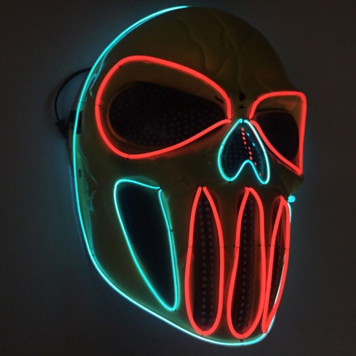 Halloween Mask front view showing ice blue and red design