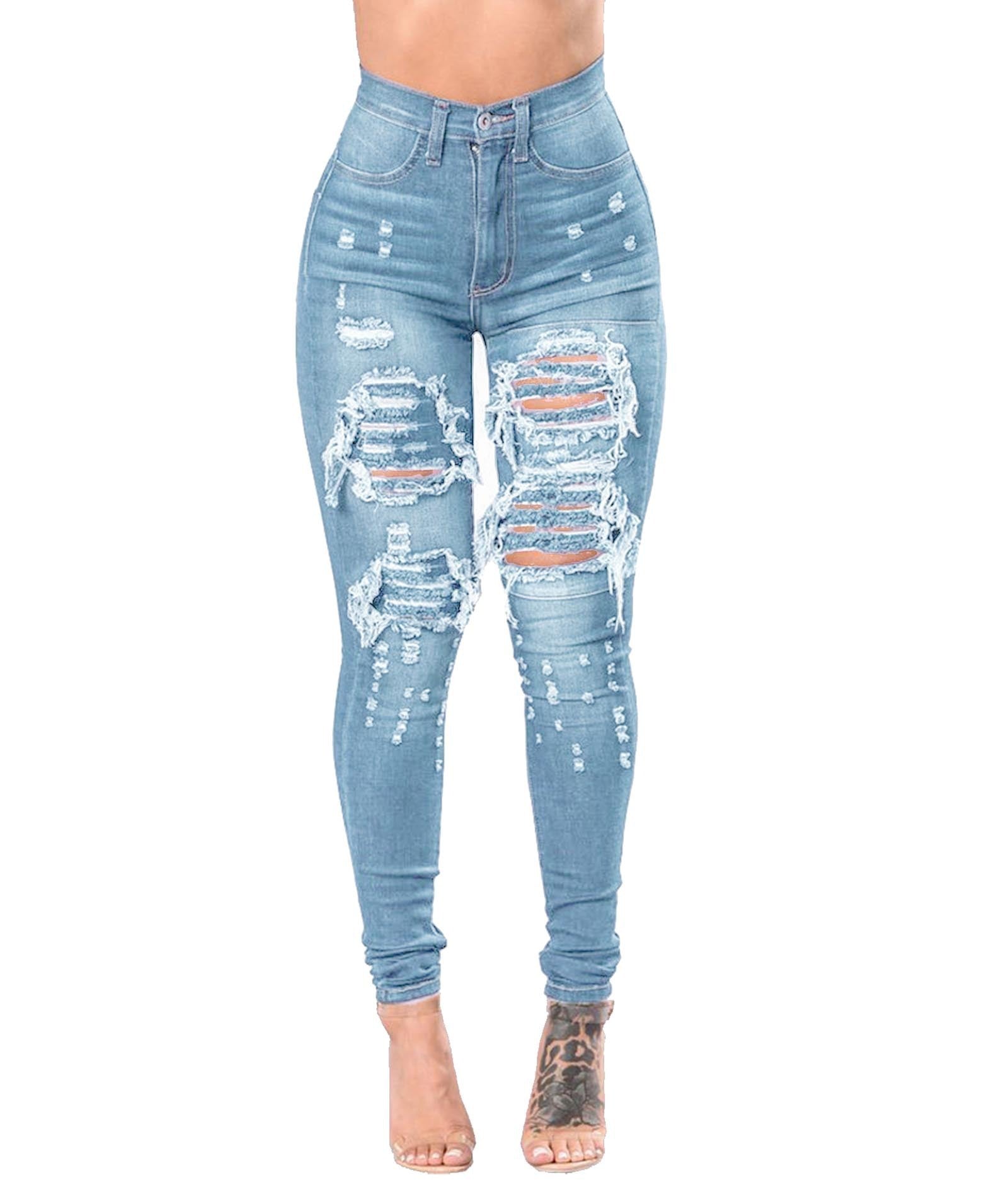 Ripped Denim Washed Pants