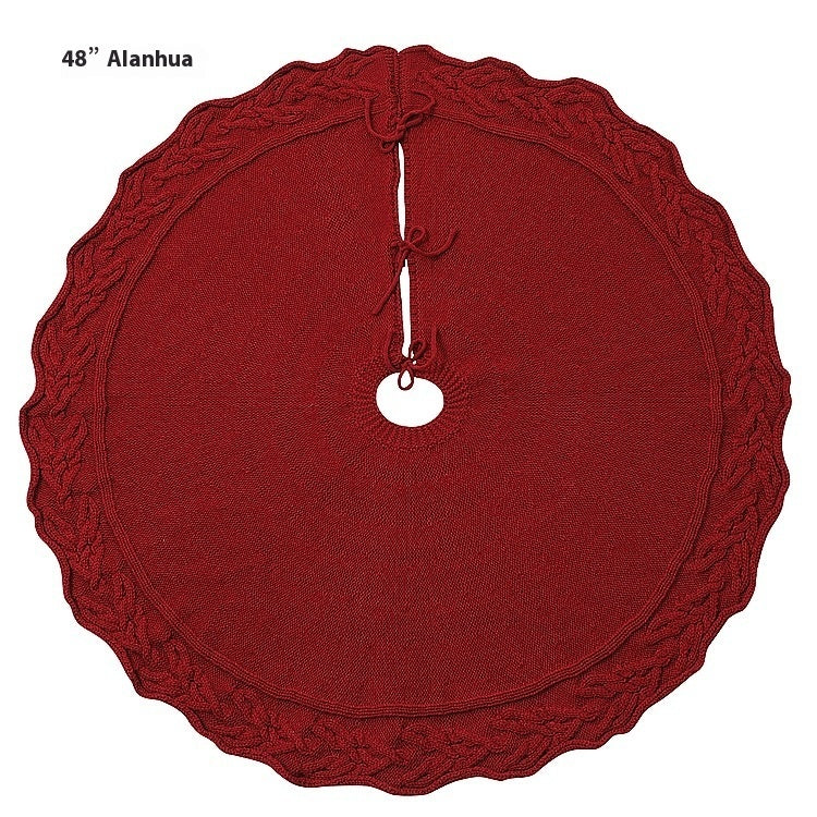 Knitted Christmas Tree Skirt 🎄 presented as holiday gift