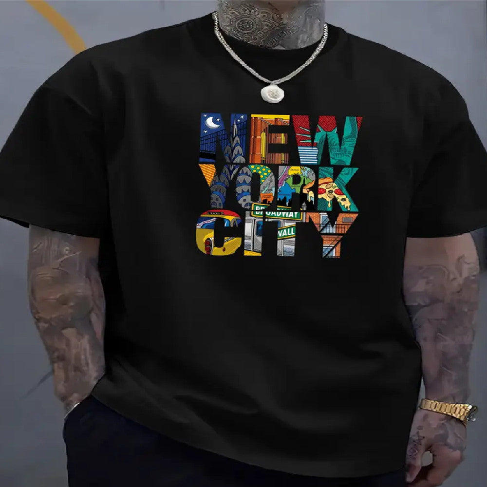 Men's And Women's Short-sleeved Shirt Printed With Letters